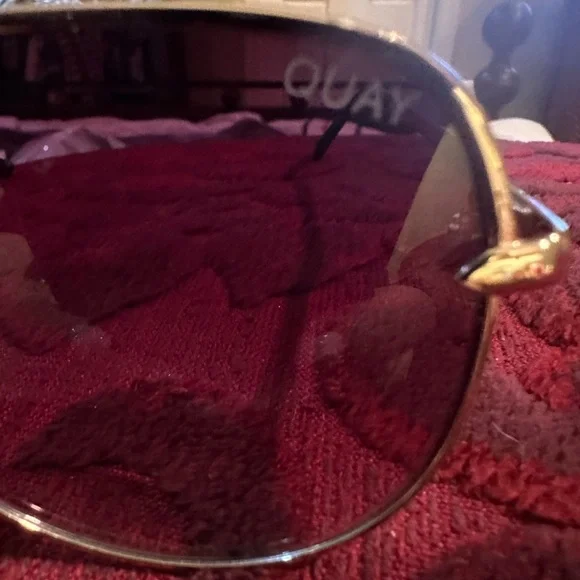 Quay Australia Gold Frame Sunglasses with Black Lenses - Picture 2 of 5